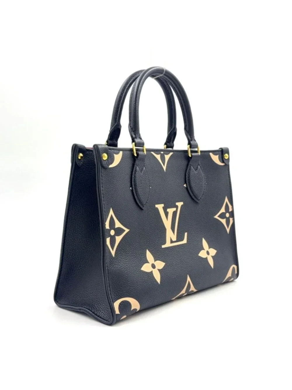 Louis Vuitton On The Go PM Bicolor Monogram Empreinte Leather Black Handbag Gold